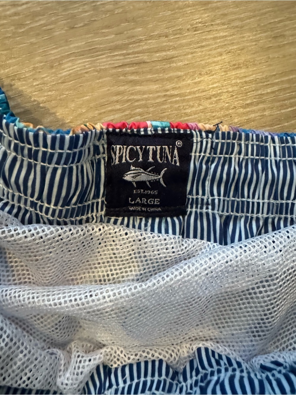 Spicy Tuna Men's Floral Swim Trunks - Multicolor Blue Tropical - Picture 2 of 2